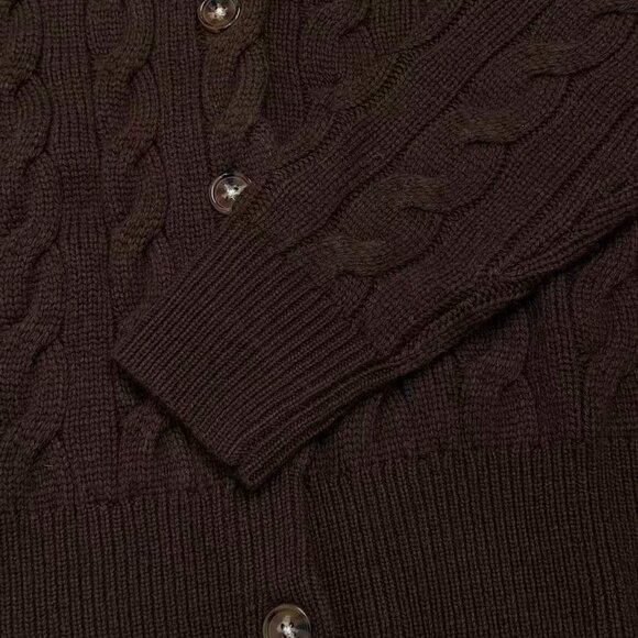 Polo Ralph Lauren Brown cable knit cardigan sweater - Picture 5 of 6